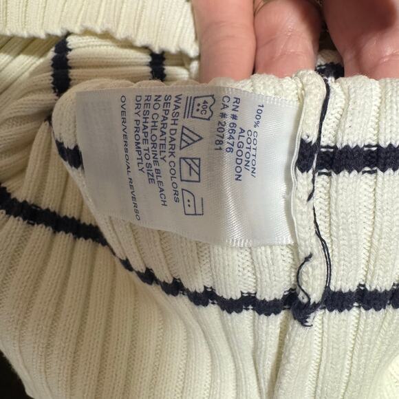 Tommy Hilfiger Vintage Y2K Striped Turtleneck Sweater Women’s M Cream Navy - Picture 12 of 12